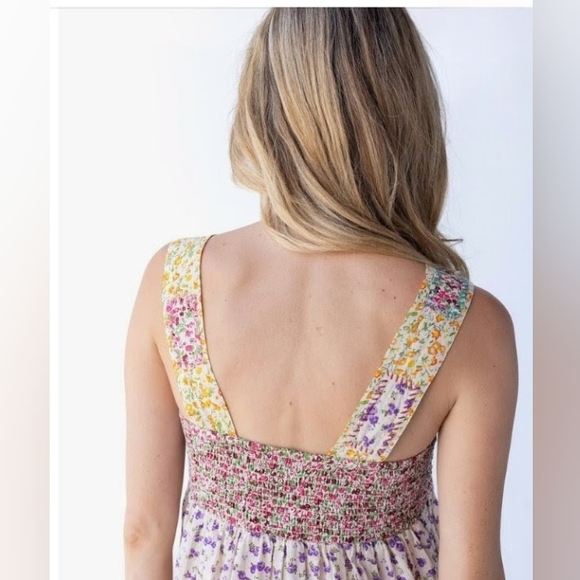 Natural Life Tricia Embroidered Cotton Mini/Sundress in Meadow Patches L - Picture 3 of 9